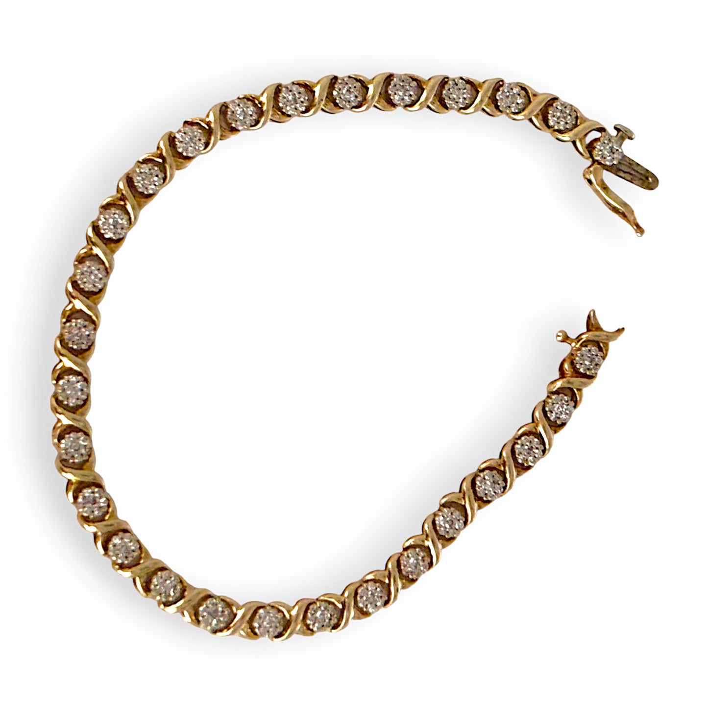 9ct Gold Diamond Cluster Hinged Bracelet Length 18.5cm Valuation $5,800. R # 735