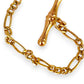 9ct Gold Figaro Bracelet Length 19cm with Fob. R # 737
