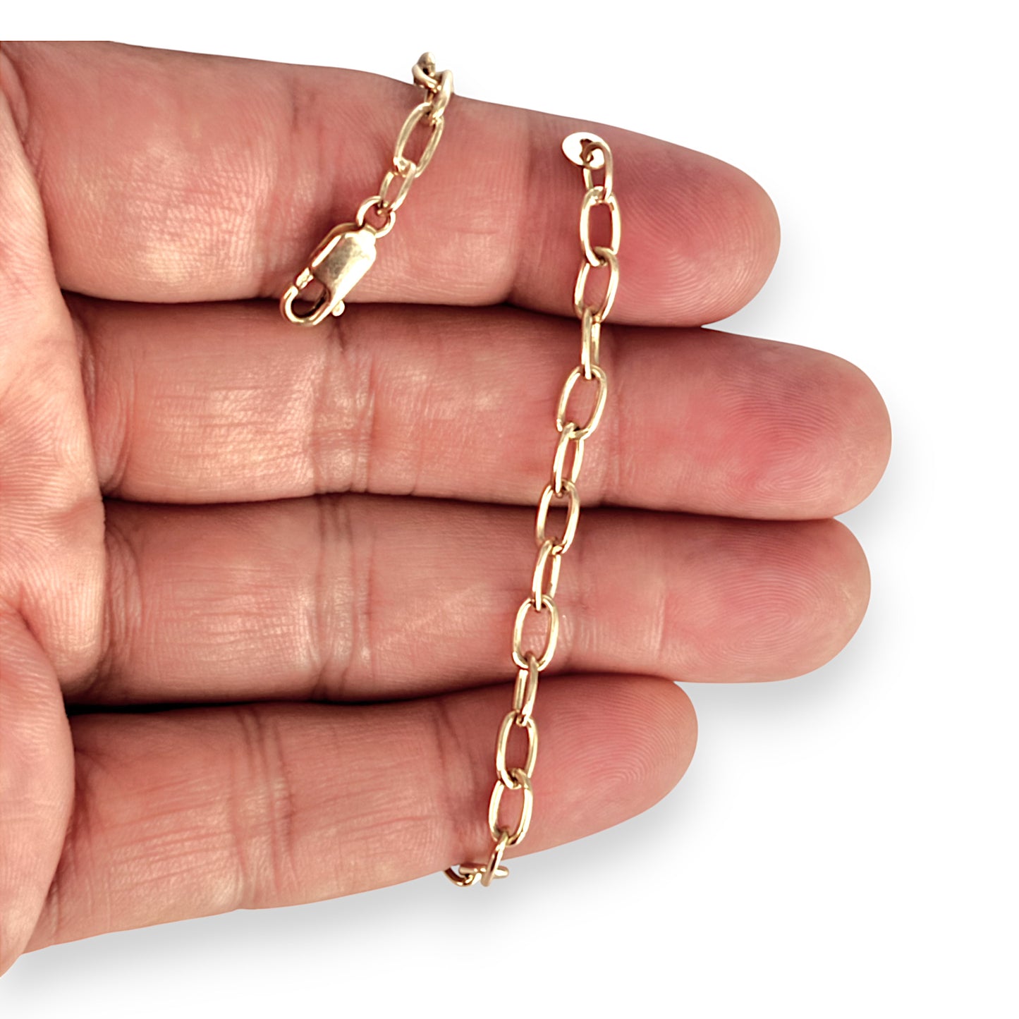 9ct Gold Paperclip Bracelet Length 19cm. R # 741