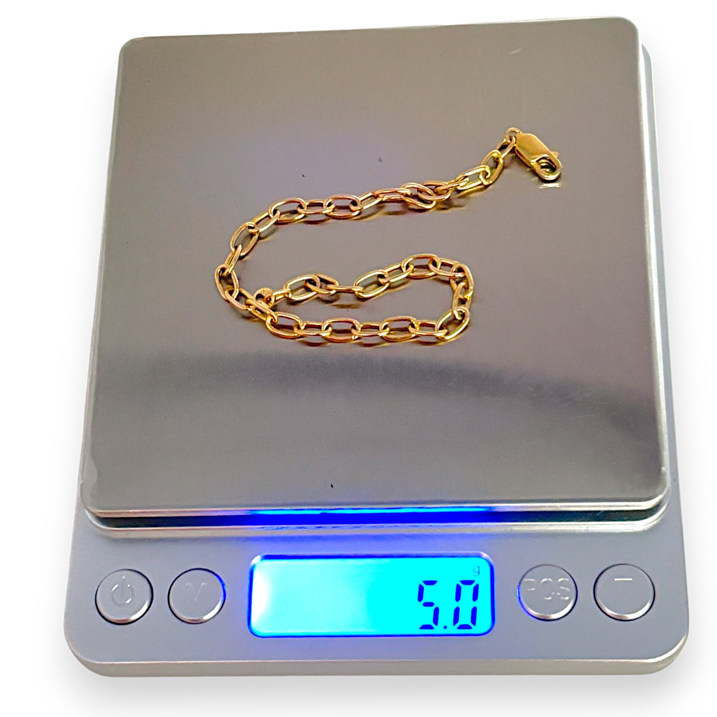 9ct Gold Paperclip Bracelet Length 19cm. R # 741