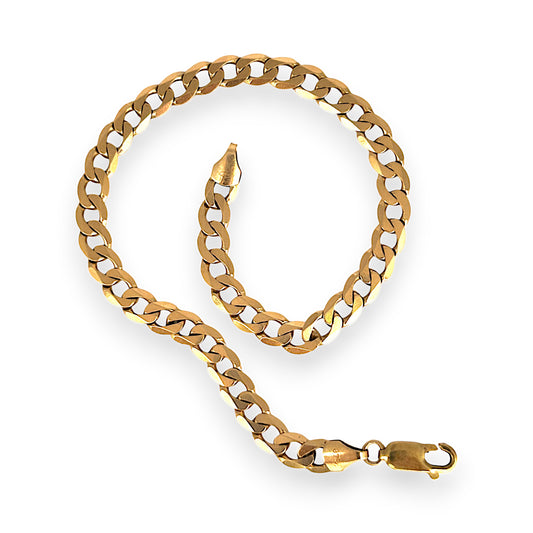 GOLD DEAL | FLASH SALE 9ct (9K) Gold Smooth Curb Link Bracelet Length 22cm
