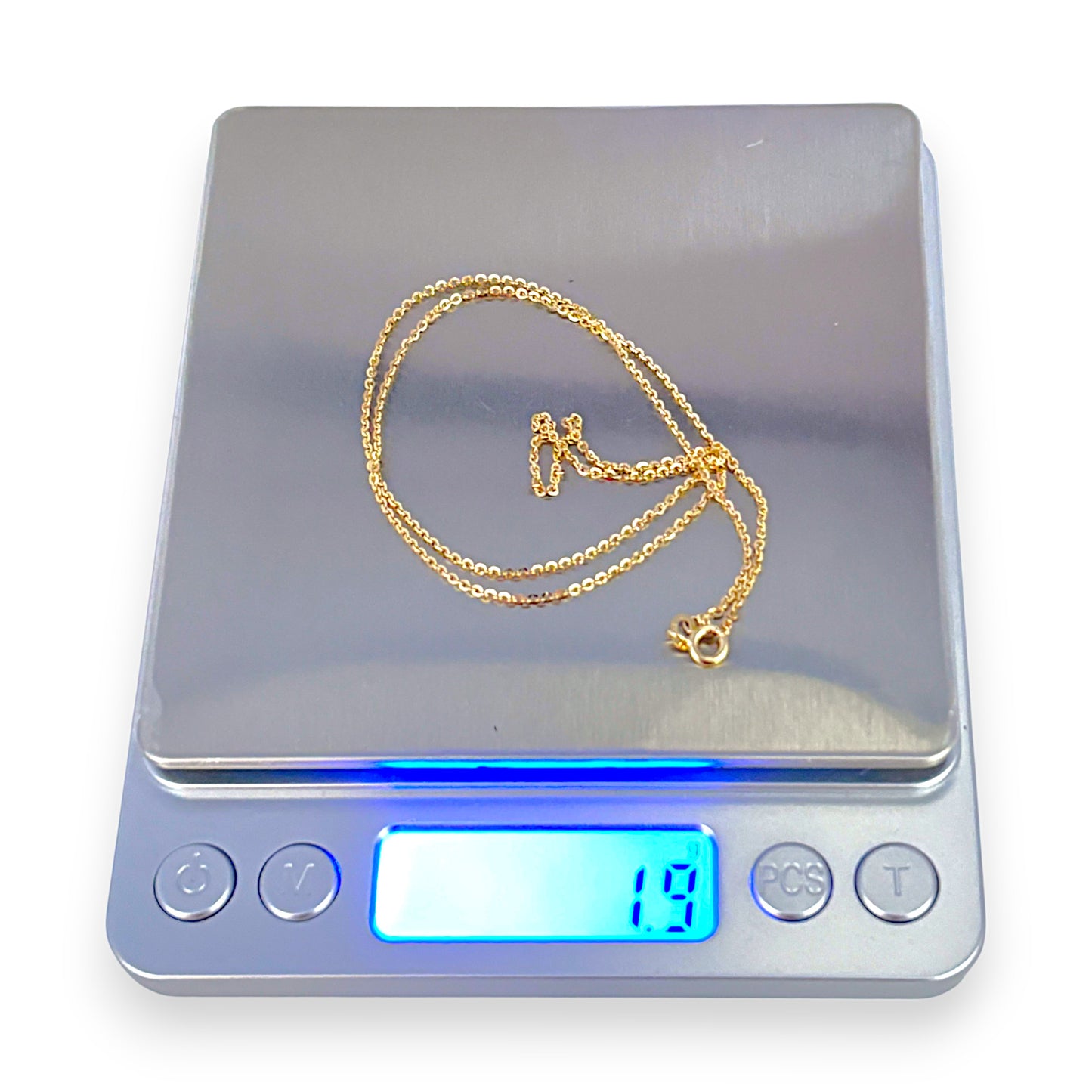 9ct Gold Round Cable Solid Chain Length 44cm. R # 758