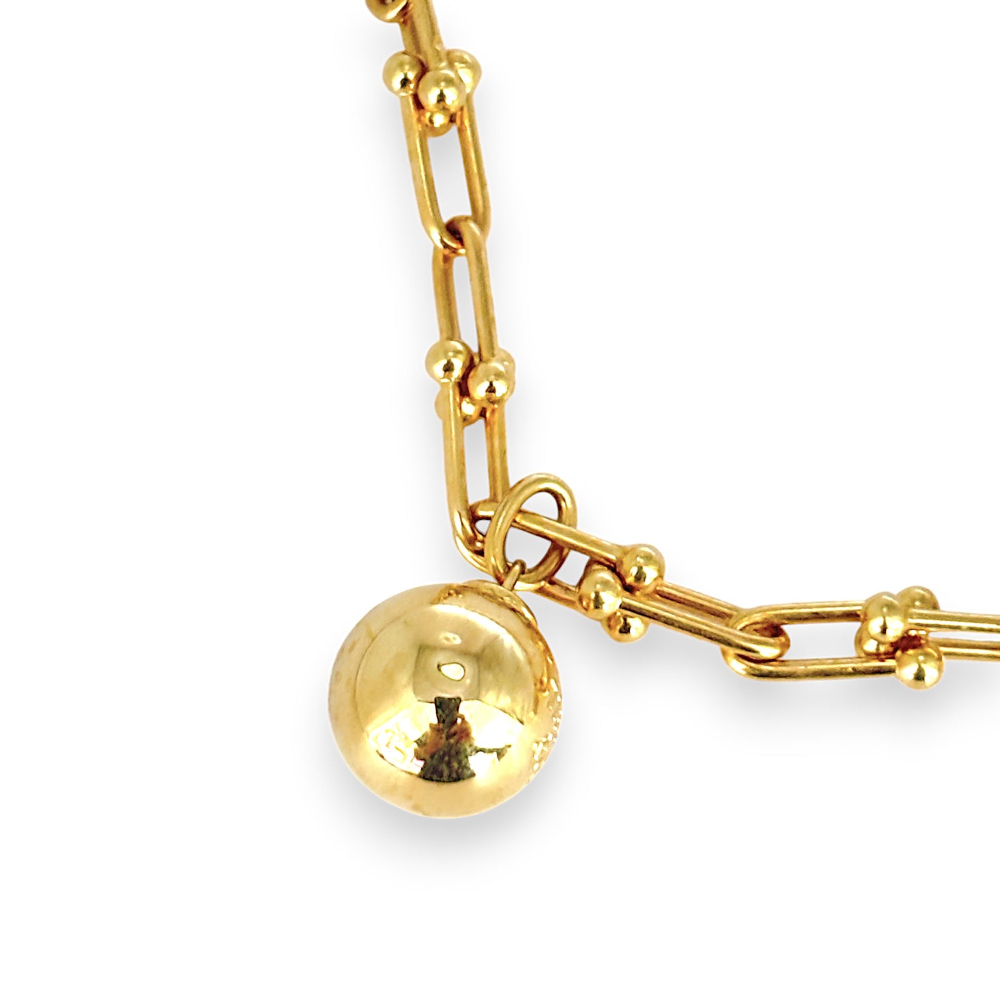 GOLD DEAL | 18ct (18K) Gold U-shaped Bead Links Single Wrap Necklace
