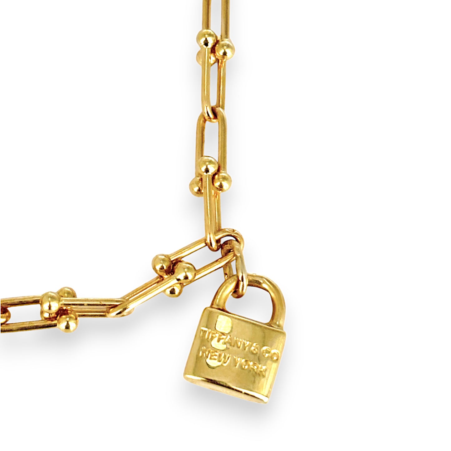 GOLD DEAL | 18ct (18K) Gold U-shaped Bead Links Single Wrap Necklace
