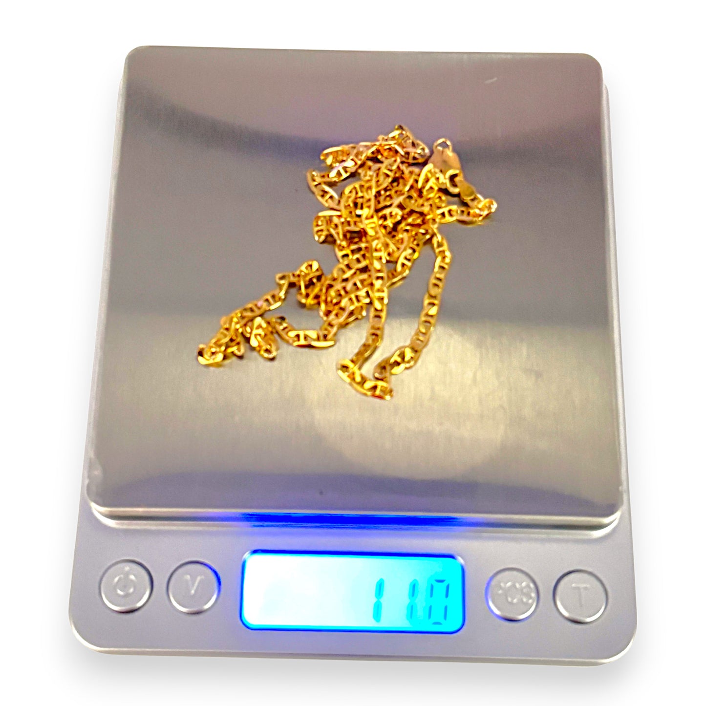 9ct Gold Flat Mariner Solid Chain Length 70cm, R # 760