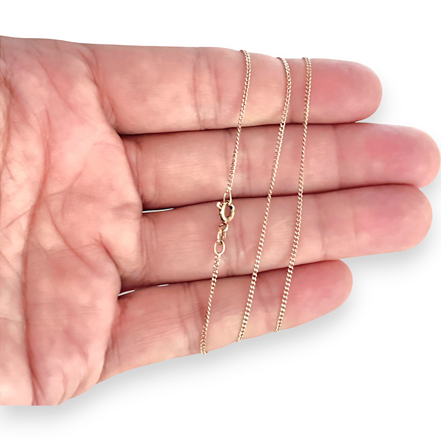 9ct Gold Curb Link Light Weight Solid Chain Length 48cm. R # 773