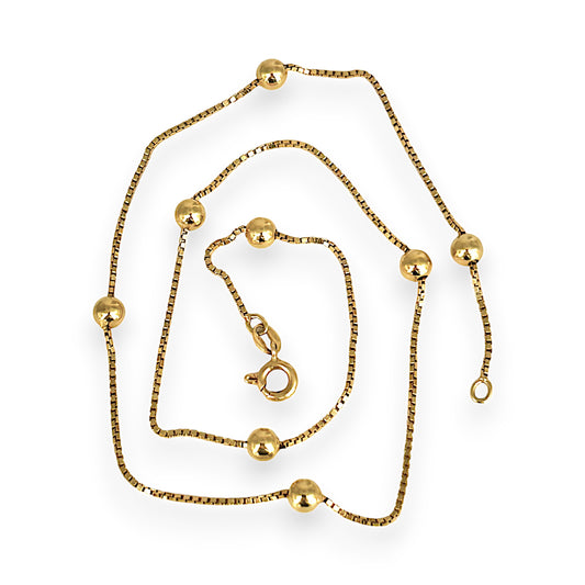 GOLD DEAL | 18ct (18K) Gold 40cm Solid Moon Cut Bead Chain