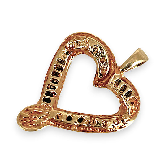 GOLD DEAL | 10ct (10K) Gold Dual-Cut Diamond Heart Pendant