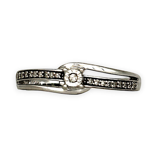 GOLD DEAL | 10ct (10K) MICHAEL HILL White Gold Double Row Ring with Diamond