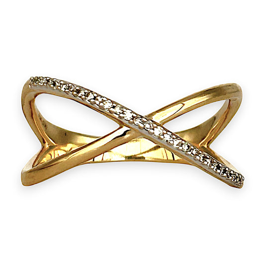 GOLD DEAL | 10ct (10K) Gold MICHAEL HILL Crossover Ring with Diamonds