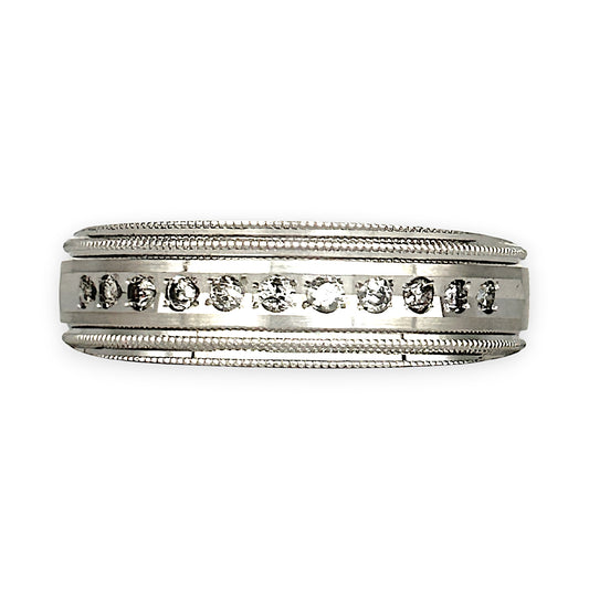 GOLD DEAL | 10ct (10K) White Gold Luminous Band with Diamond