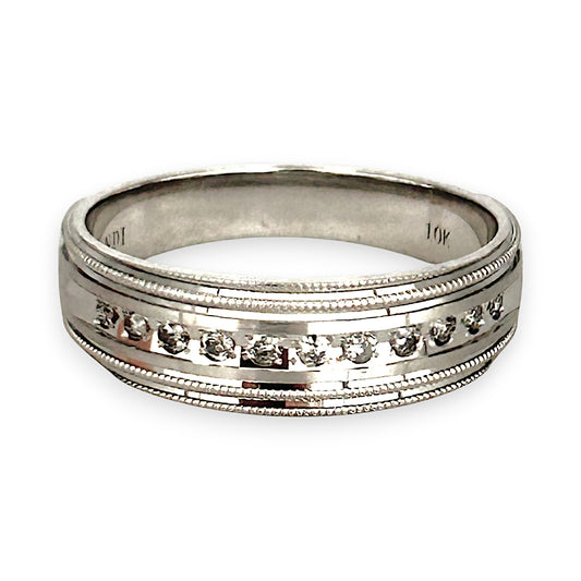 GOLD DEAL | 10ct (10K) White Gold Luminous Band with Diamond