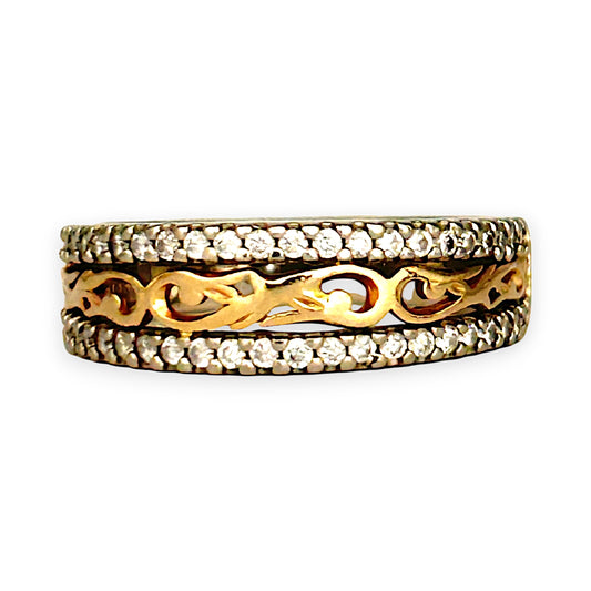 GOLD DEAL | 14ct (14K) Gold Y/W Na Hoku Nalini Ring with Diamonds Size N
