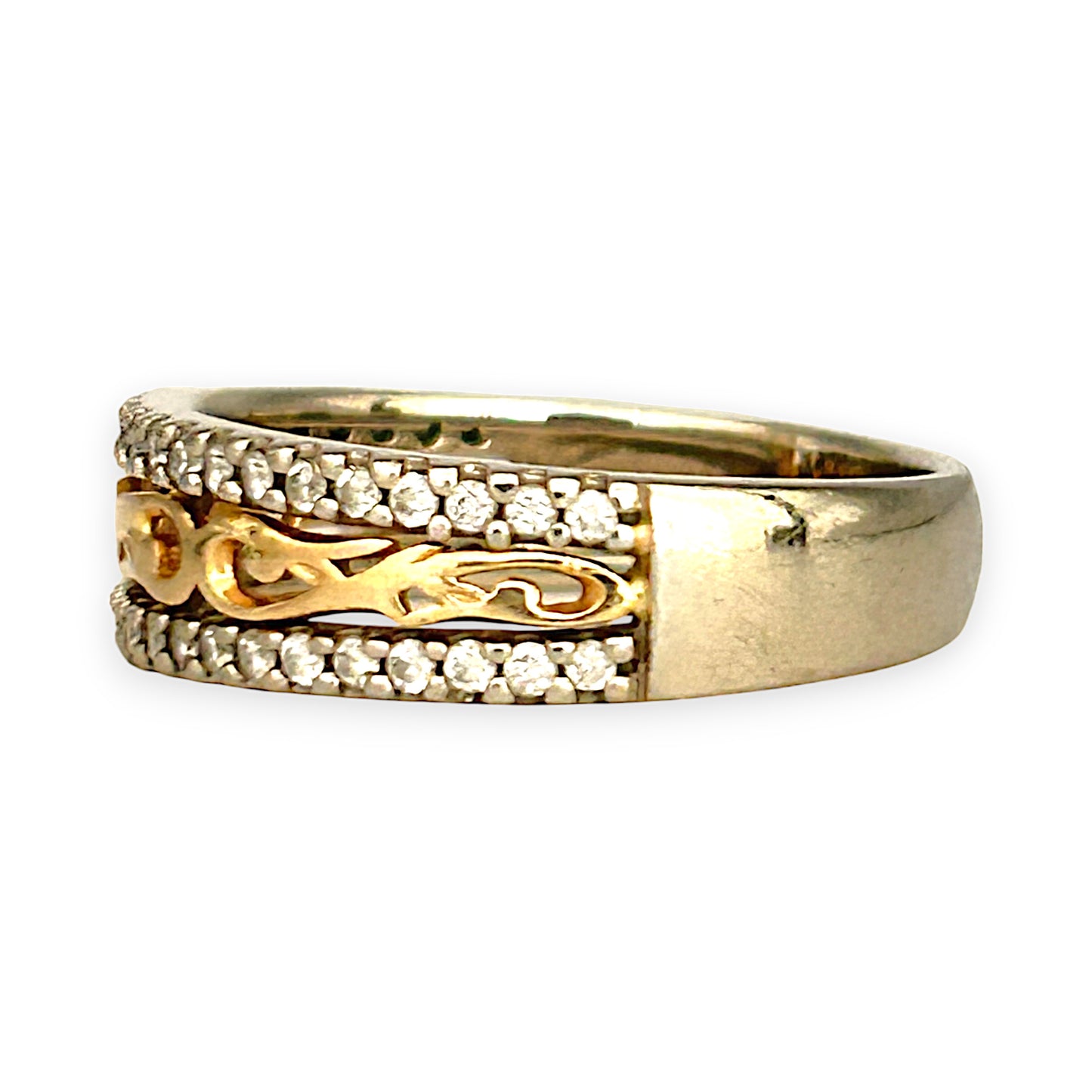 GOLD DEAL | 14ct (14K) Gold Y/W Na Hoku Nalini Ring with Diamonds Size N