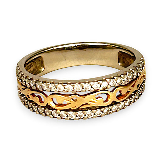 GOLD DEAL | 14ct (14K) Gold Y/W Na Hoku Nalini Ring with Diamonds Size N