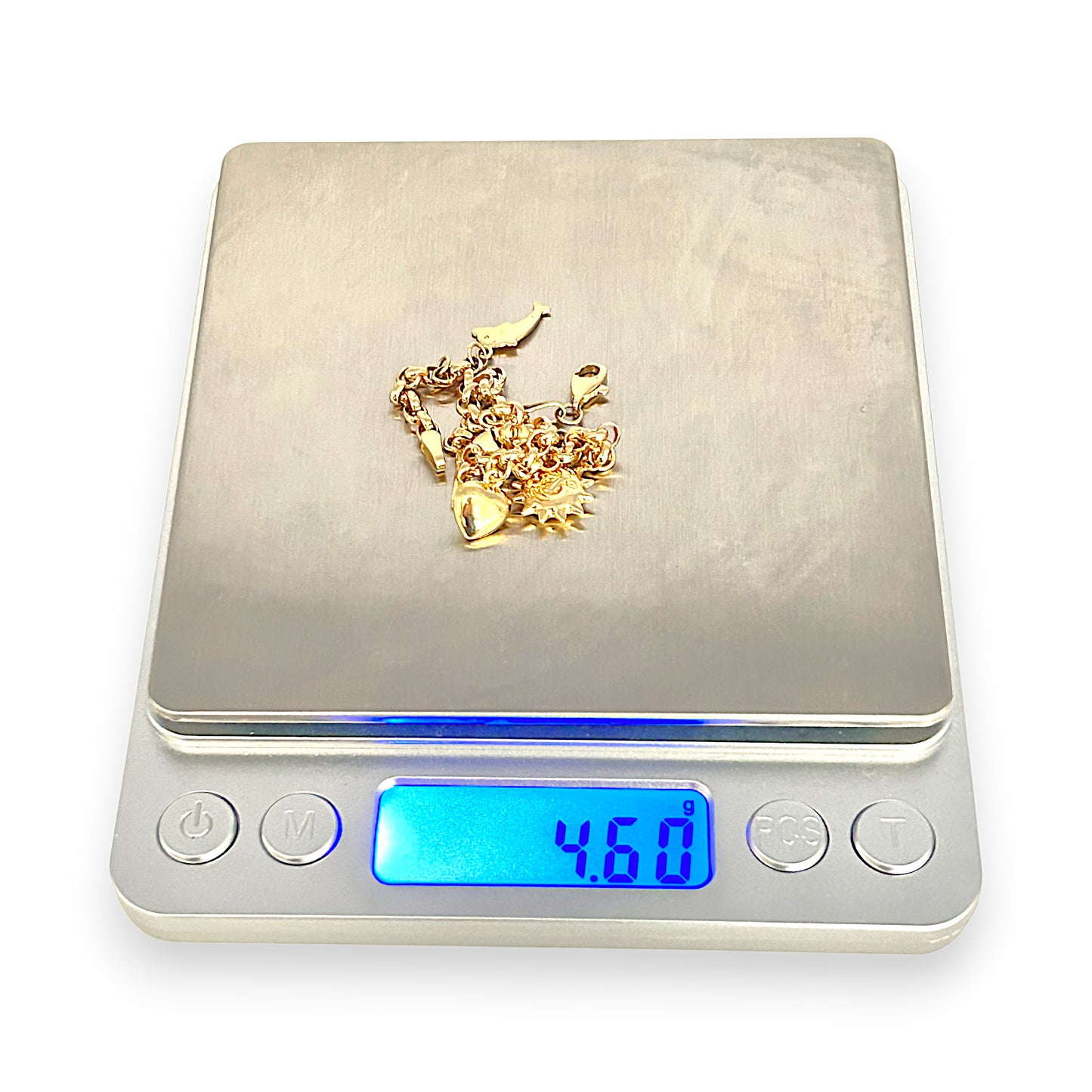 GOLD DEAL | 14K Gold Belcher Bracelet with 5 Charms Length 19cm