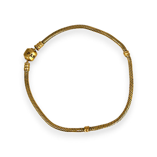 GOLD DEAL | 14ct (14K) Gold 19.33g Pandora Moments Snake Chain Bracelet Length 25cm