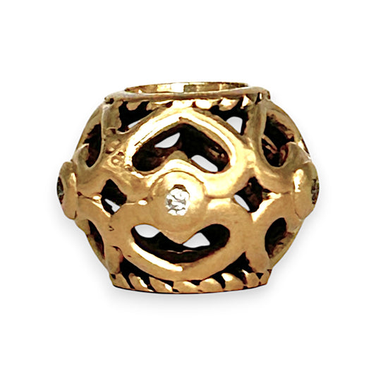 14K Gold Pandora Heart Spacer Charm with diamond. R # 825