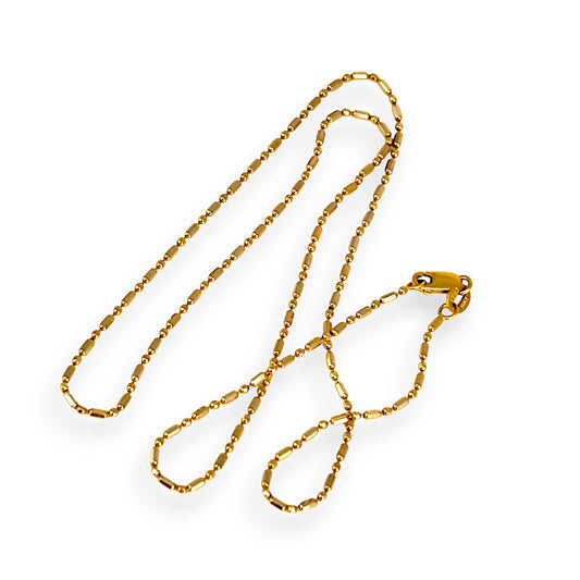 GOLD DEAL | 18ct (18K) Gold Pallini Bead Dot Dash Ball Chain Length 45cm