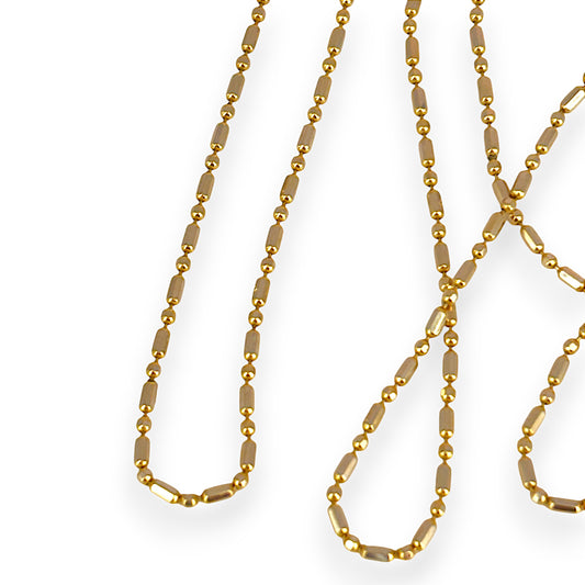 GOLD DEAL | 18ct (18K) Gold Pallini Bead Dot Dash Ball Chain Length 45cm