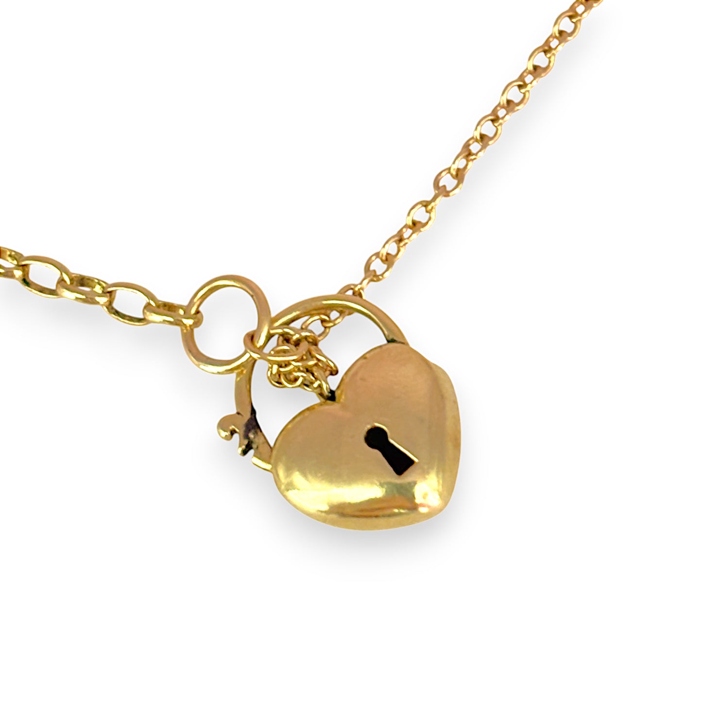 GOLD DEAL | 9K Gold Heart Padlock Belcher Bracelet Length 20cm