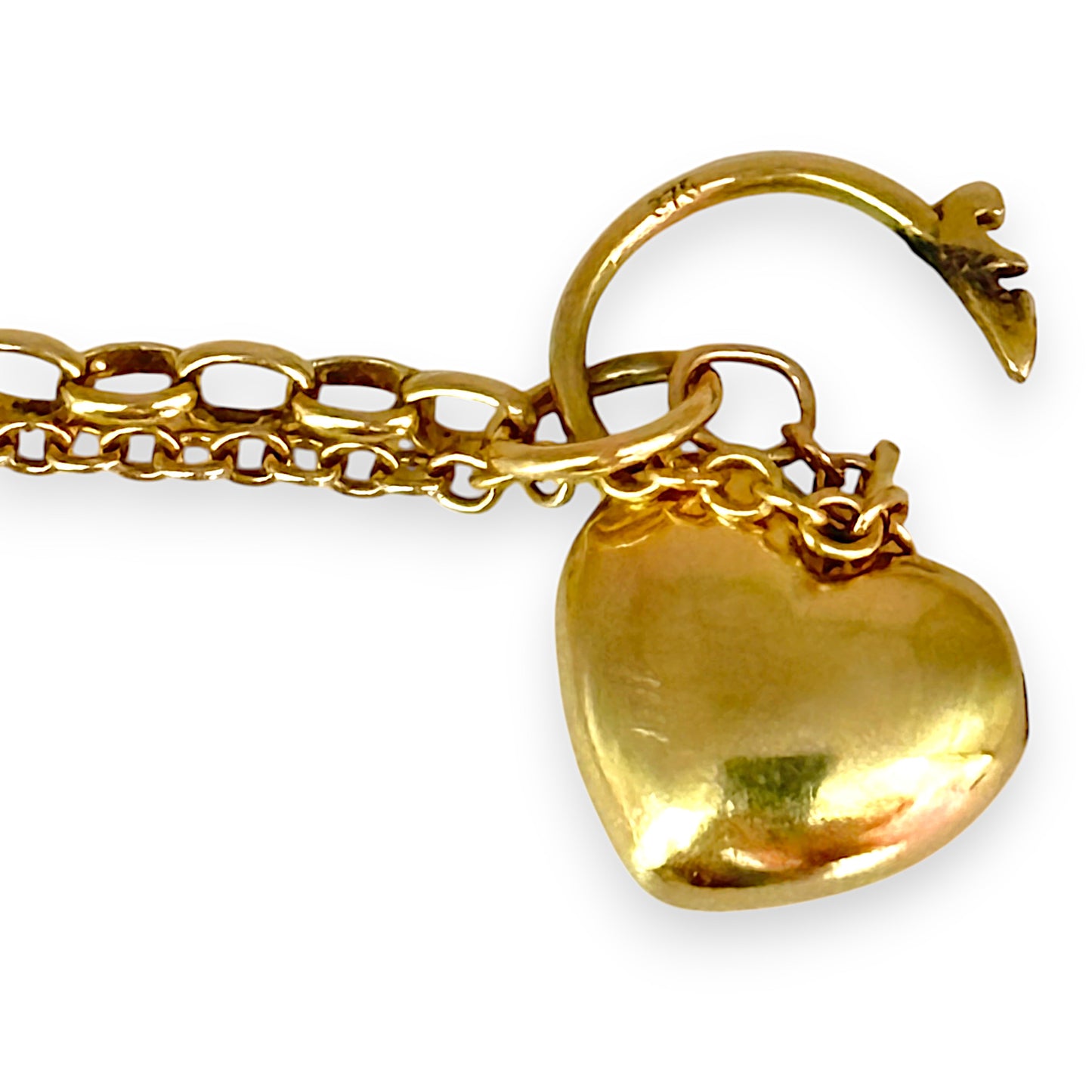 GOLD DEAL | 9K Gold Heart Padlock Belcher Bracelet Length 20cm