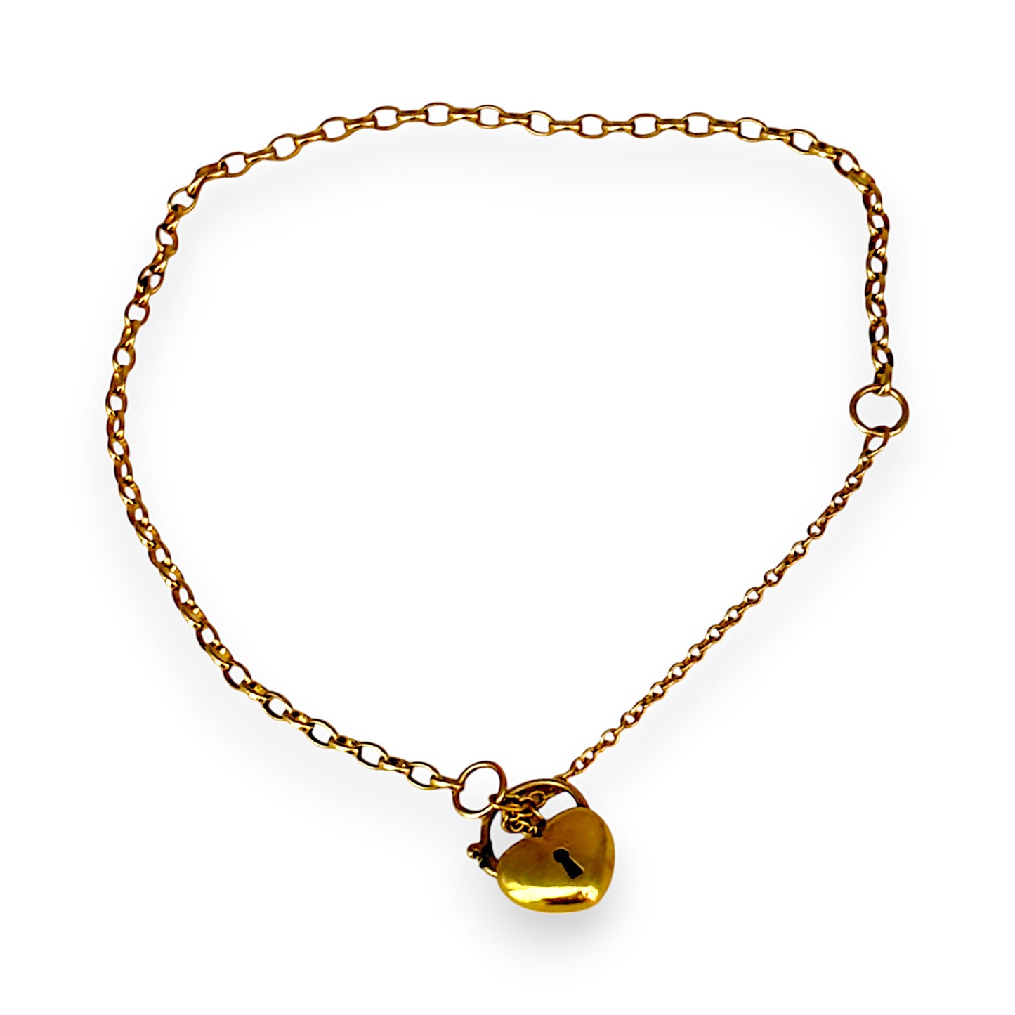 GOLD DEAL | 9K Gold Heart Padlock Belcher Bracelet Length 20cm