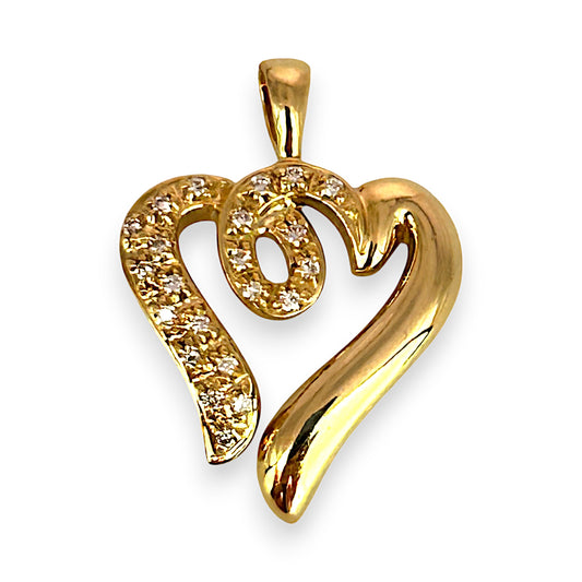 GOLD DEAL | 18ct (18K) Gold Round Cut Heart Pendant with Diamond