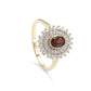 GOLD DEAL | 9K Gold Gemporia Burmese Jedi Red Spinel Ring White Zircon 1.15cts Refurbished