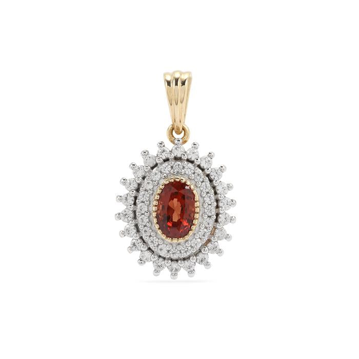 GOLD DEAL | 9ct (9K) Gold Gemporia Jedi Red Spinel & White Zircon Pendant 1 .15cts