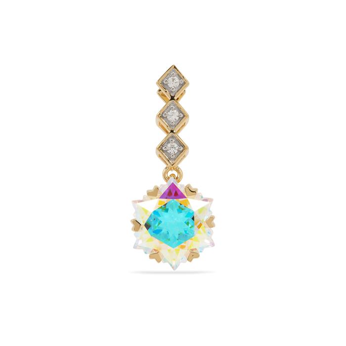 GOLD DEAL | 9ct (9K) Gold Gemporia Mercury Mystic Topaz & While Zircon Pendant 5.70cts