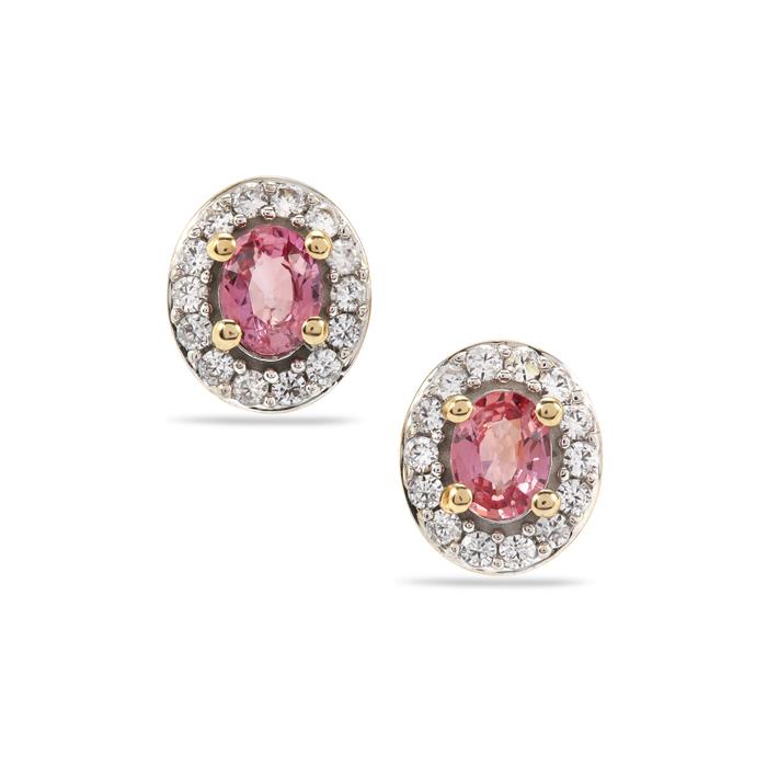 GOLD DEAL | 9K Gold Gemporia Montepuez Padparadscha Sapphire Stud Earrings