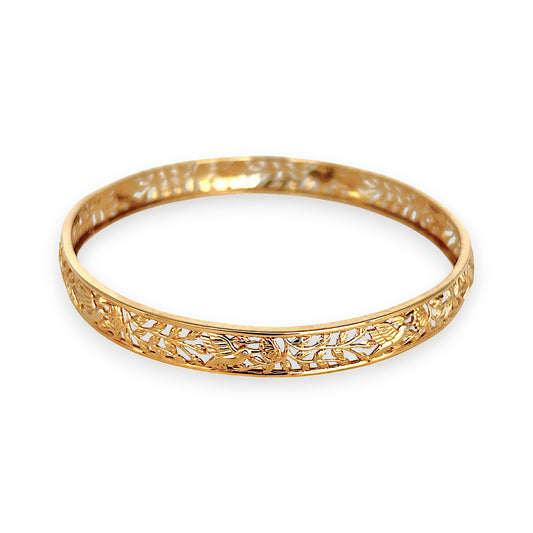 GOLD DEAL | 9K Gold Whispers of Nature Filigree Bangle
