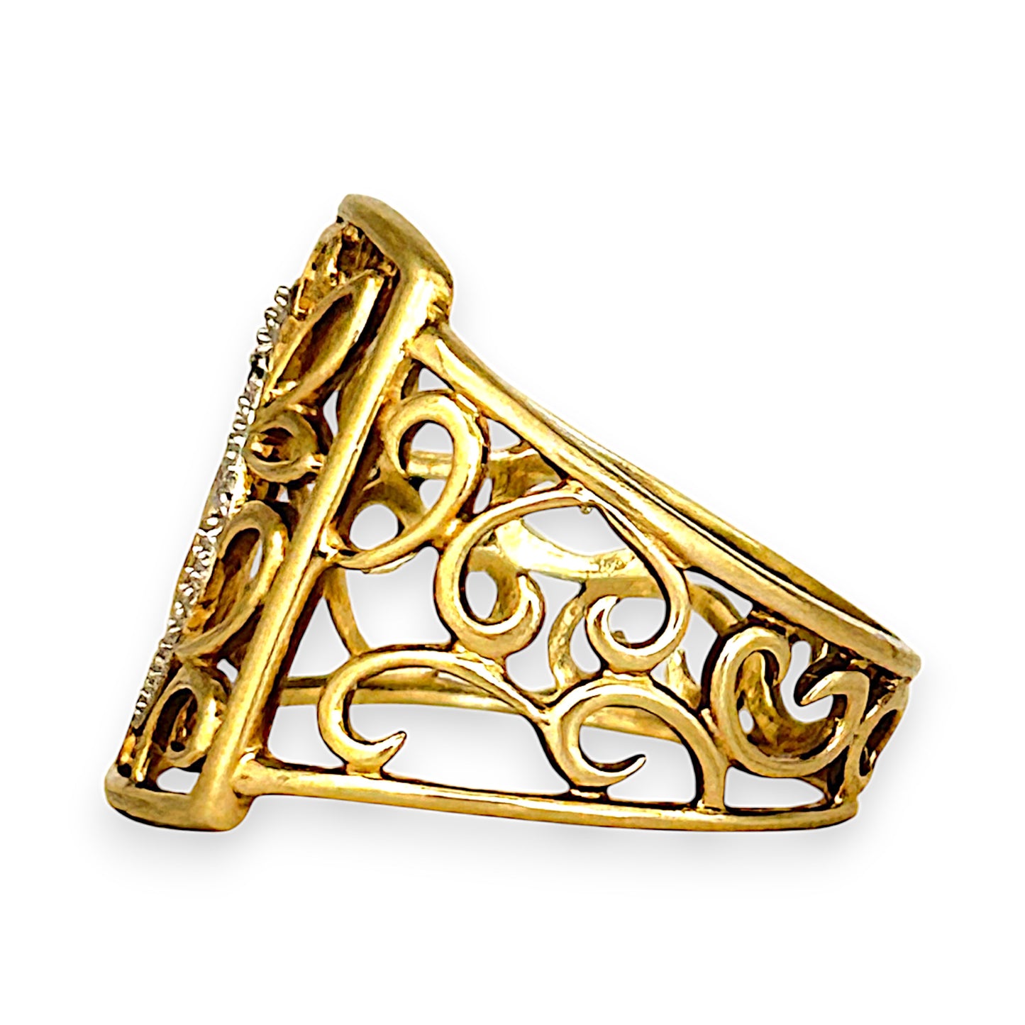 GOLD DEAL | 9ct (9K) Gold Ornate Filigree Statement Ring Size O