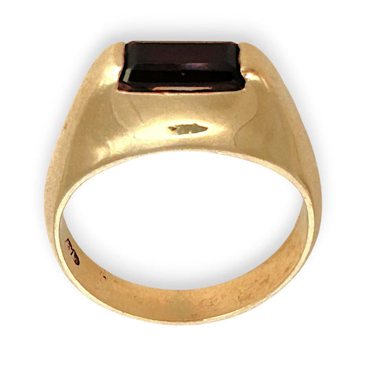 GOLD DEAL | 9ct (9K) Gold Garnet Forge Ring Size X