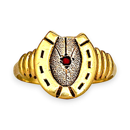 GOLD DEAL | FLASH SALE 9ct (9K) Gold Lucky Luxe Horseshoe Ring Size Q1/2