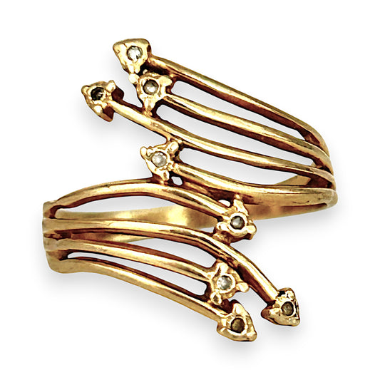 GOLD DEAL | FLASH SALE 9ct (9K) Gold Cascade Elegance Ring with Diamond Accent Size Q