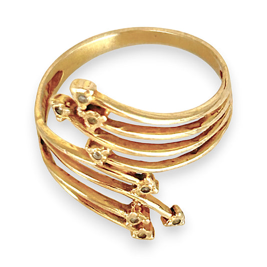 GOLD DEAL | FLASH SALE 9ct (9K) Gold Cascade Elegance Ring with Diamond Accent Size Q