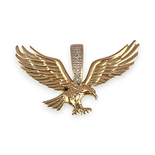 GOLD DEAL | 9ct Gold Eagle Pendant with a pair of Diamonds