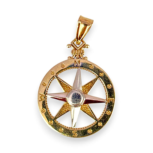 GOLD DEAL | 9ct Y/W Gold Two Tone Compass Pendant