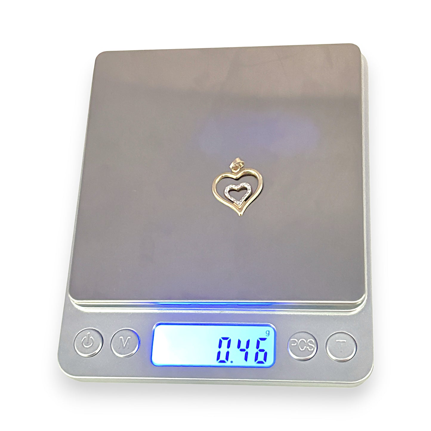 9ct Y/W Gold Two Tone Duo Heart Pendant. R # 970