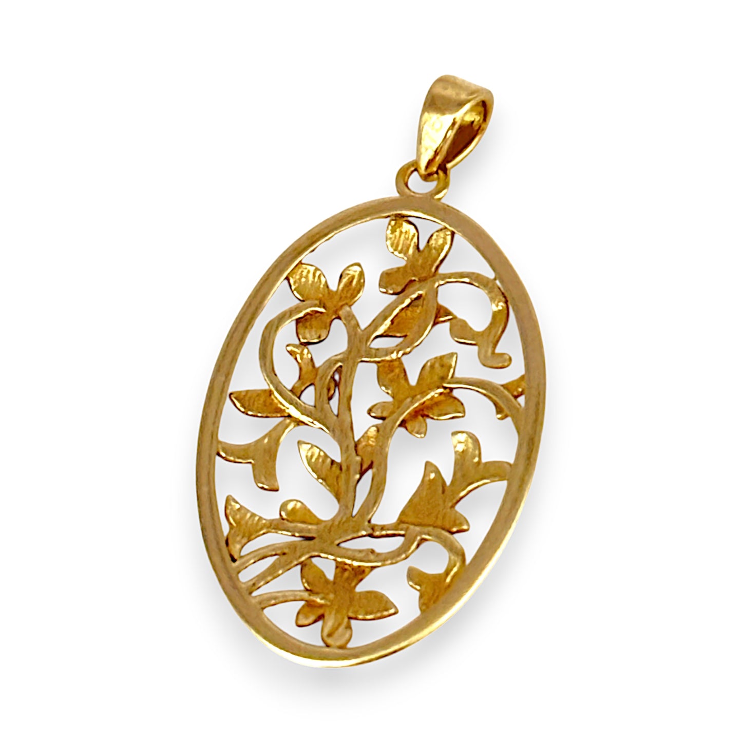 GOLD DEAL | 9ct Gold Floral Filigree Oval Pendant