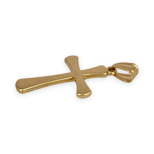 9ct Gold Cross Soft Round Edge Pendant. R # 980