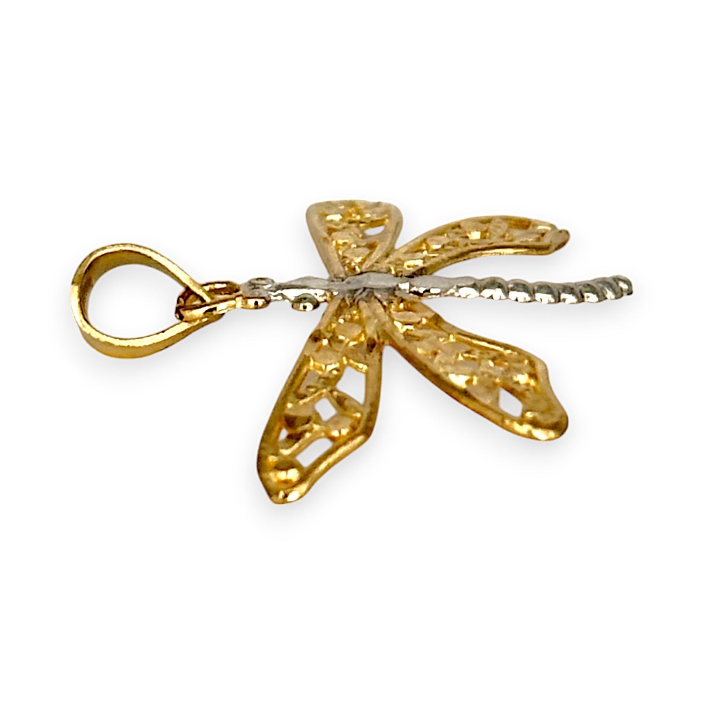 GOLD DEAL | 9ct (9K) Y/W Gold Two Tone Dragon Fly Filegree Pendant