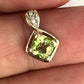 GOLD DEAL | 9K Gold Natural Peridot & Diamonds Pendant