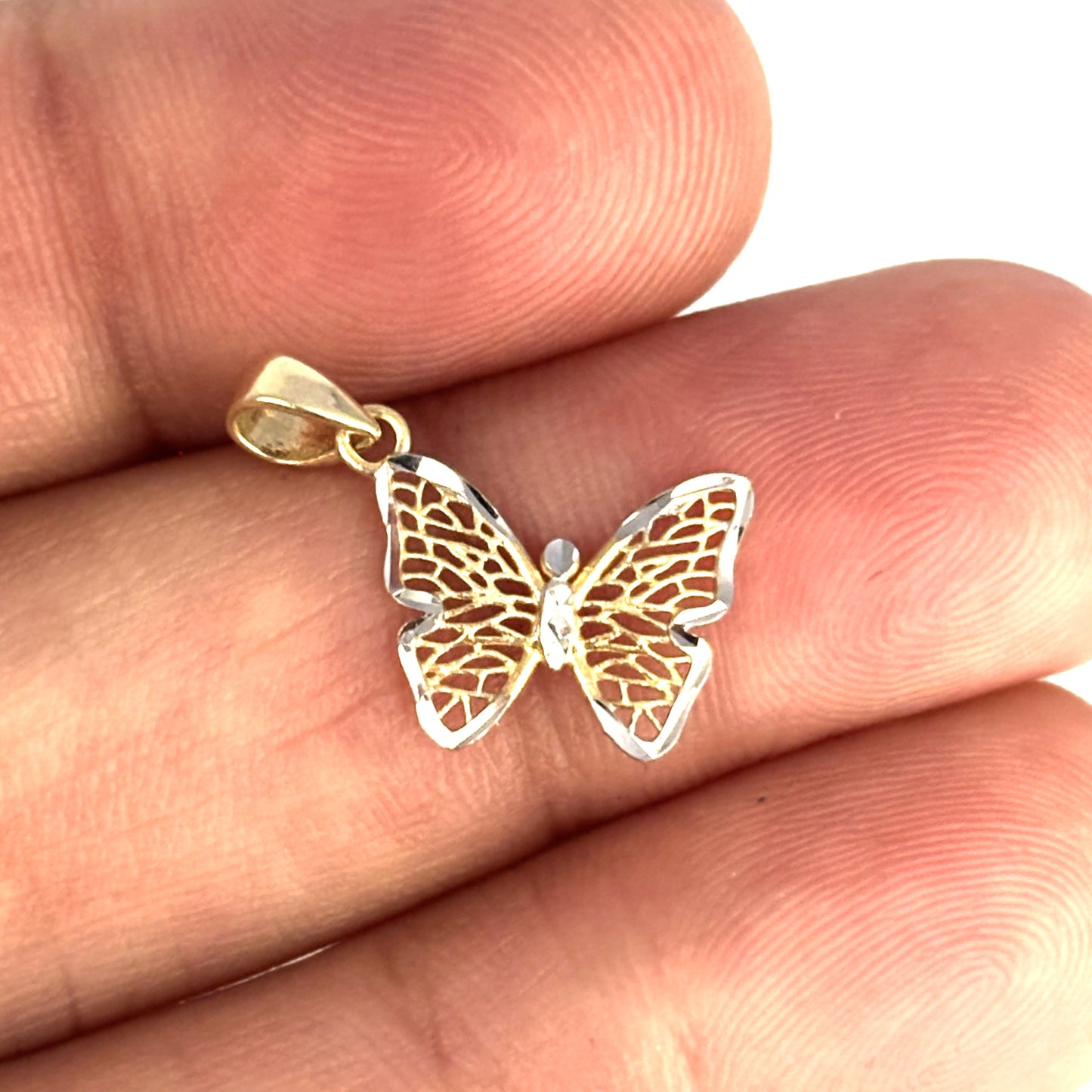 GOLD DEAL | 9ct (9K) Y/W Gold Two Tone Elegant Butterfly Pendant Refurbished