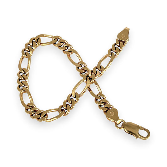 GOLD DEAL | FLASH SALE 9ct (9K) Gold Refurbished 6.8mm Figaro Link Bracelet Length 22cm