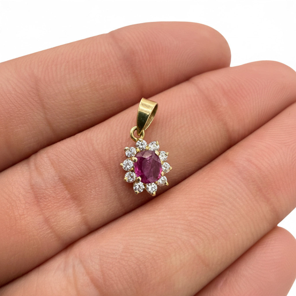 NZGD | 9ct Gold Pink Sapphire Blossom Pendant