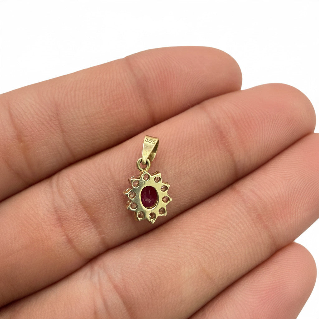 NZGD | 9ct Gold Pink Sapphire Blossom Pendant