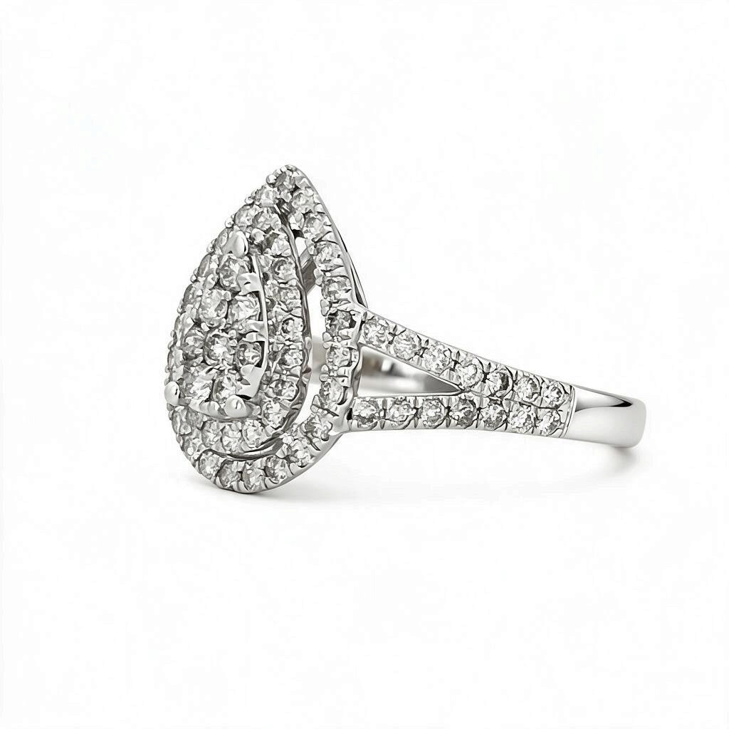 BRAND NEW | 9ct White Gold Celestial Teardrop Ring Valuation $3,000
